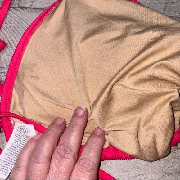 Old Navy Pink Ribbed Swim Top Tie Back Sexy Summer Beach Bikini Top 3X - Picture 10 of 13